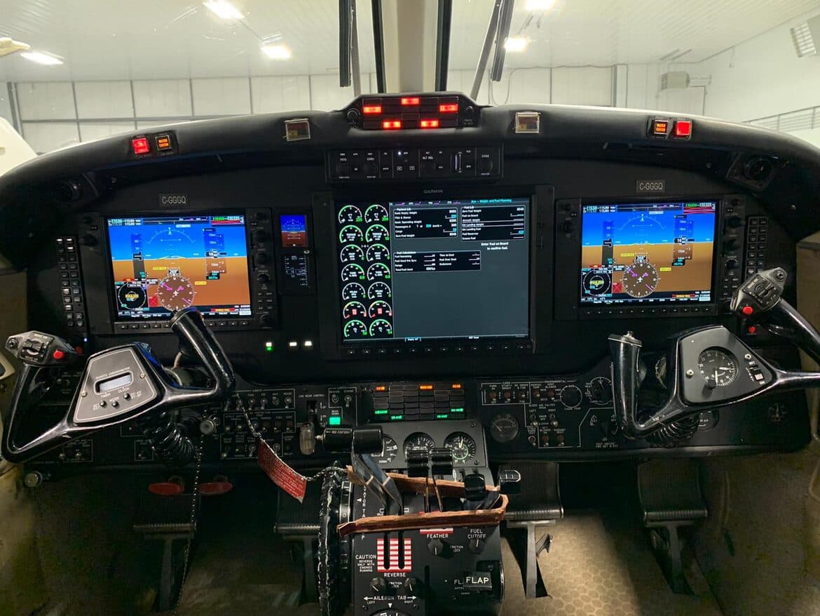 Garmin G1000 NXi avionics suite in King Air cockpit